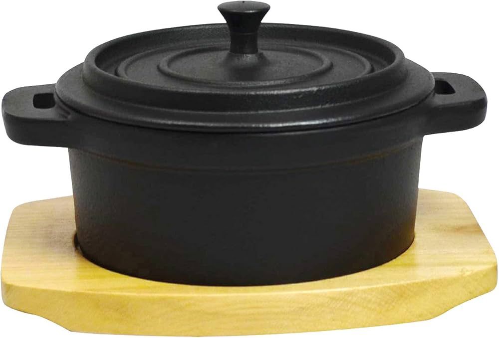Frieling Cast Iron Mini Cocotte/Dutch Oven with Enamel Interior and Wood Trivet, 1 Cup, Black | Amazon (US)