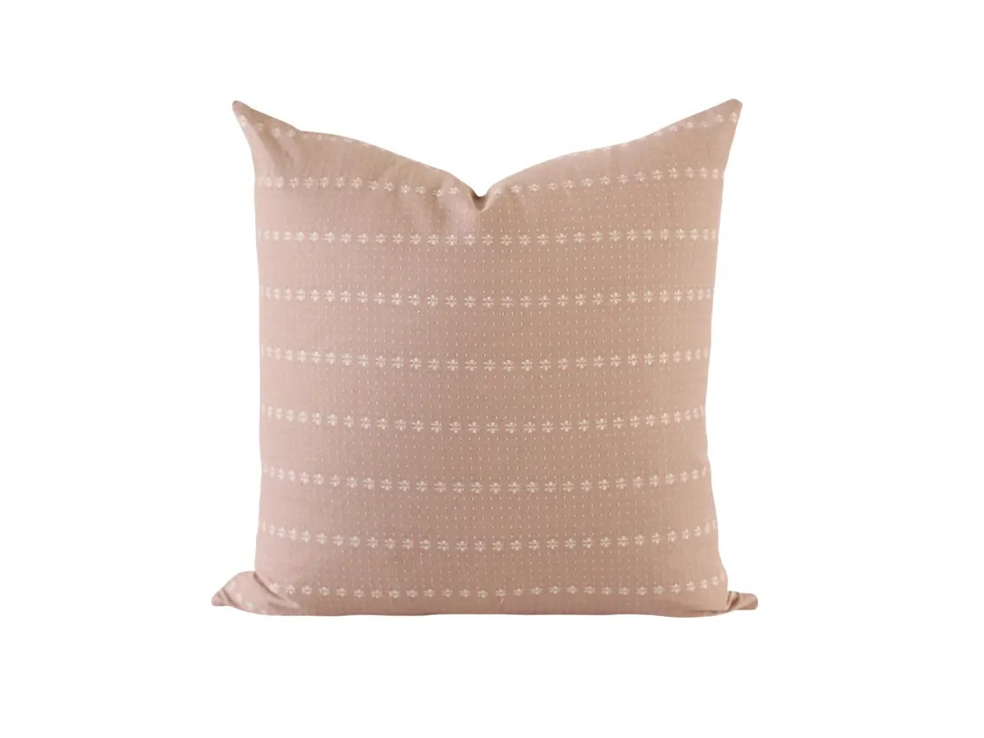 Blush Stripe Throw Pillow Cover: Woven Textured Fabric | Etsy (US)