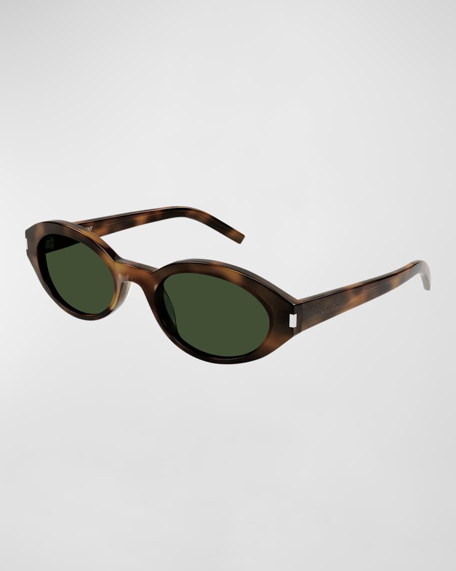 Saint Laurent Engraved Logo Round Acetate Sunglasses | Neiman Marcus