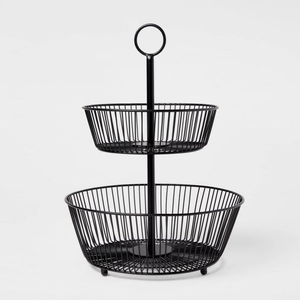 Click for more info about Iron Wire 2-Tier Fruit Basket Black - Threshold™