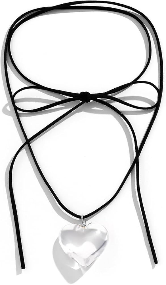 Fuqimanman2020 Y2K Big Heart Pendant Necklace Chunky Glass Puffy Heart Necklace Trendy Jewelry fo... | Amazon (US)