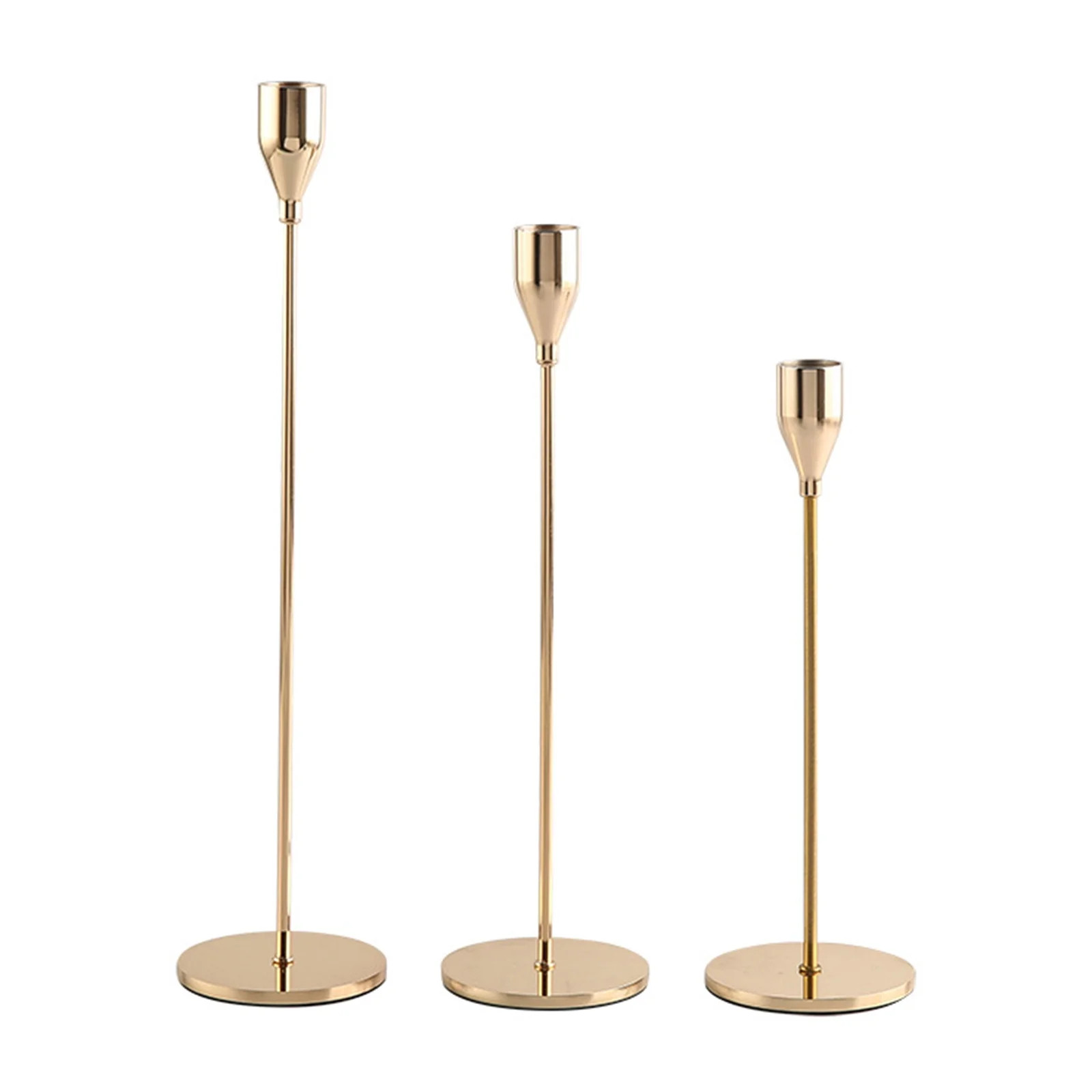 CIYISON Luxury Metal Candle Holders Set of 3 Pillar Table Centerpiece Candle Holder | Walmart (US)