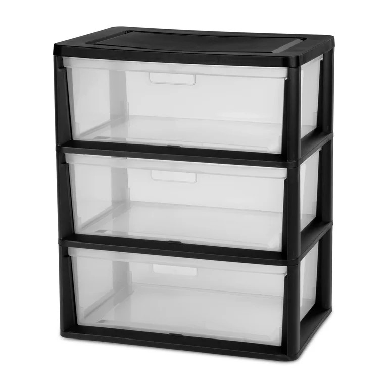 Sterilite Wide 3 Drawer Tower, Plastic Storage Organizer with Removable Clear Bins, Easy to Assem... | Walmart (US)