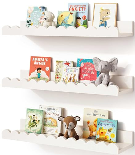 Onlysky Scalloped Shelves, Nursery Book Shelves, Floating Book Shelves for Wall, Toddler Nusery Deocr | Amazon (US)