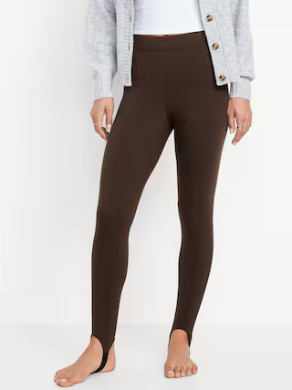 High-Waisted Fleece-Lined Stirrup Leggings | Old Navy (US)