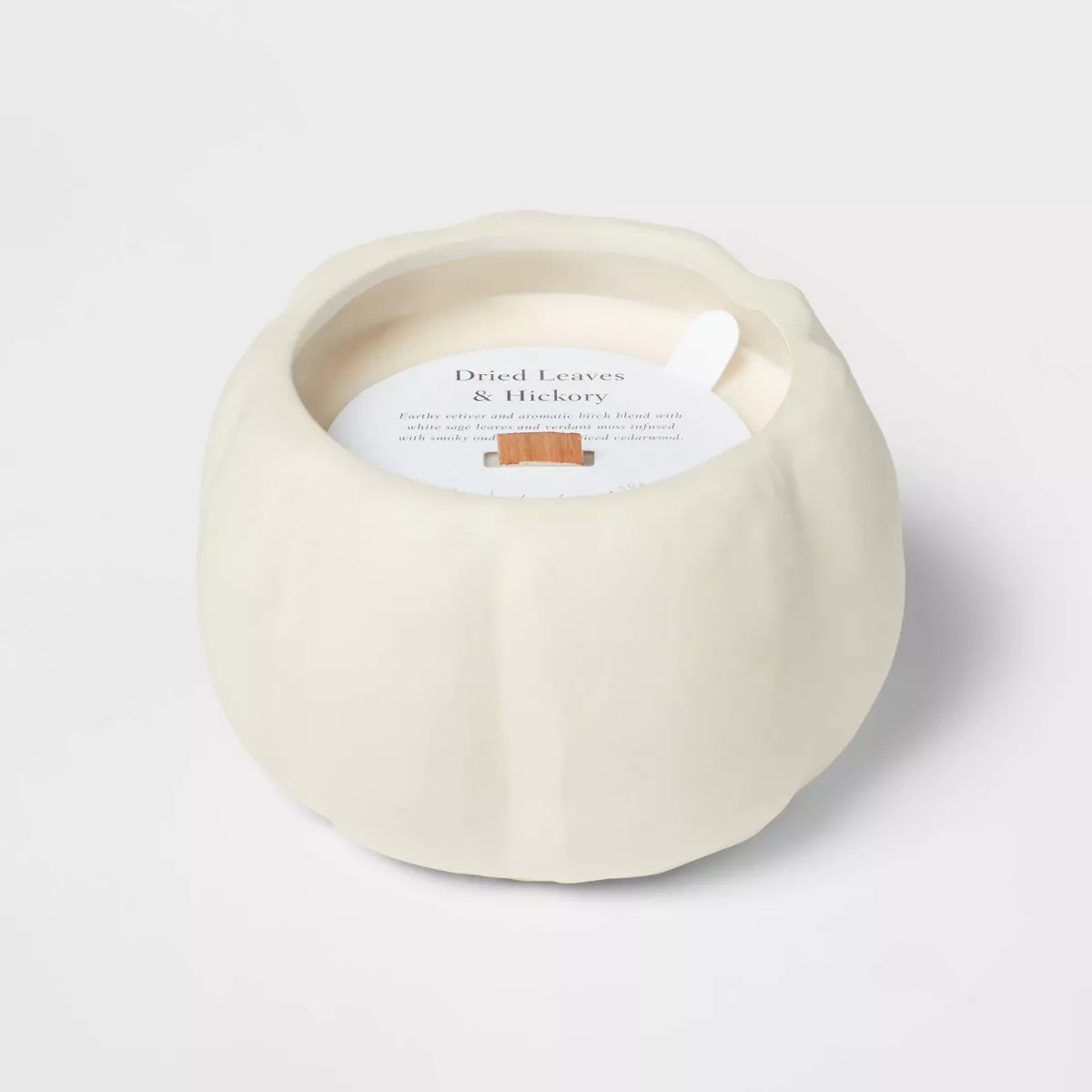 12oz Brushed Abstract Pumpkin Ceramic with Woodwick and Dustcover Dried Leaves + Hickory Candle -... | Target