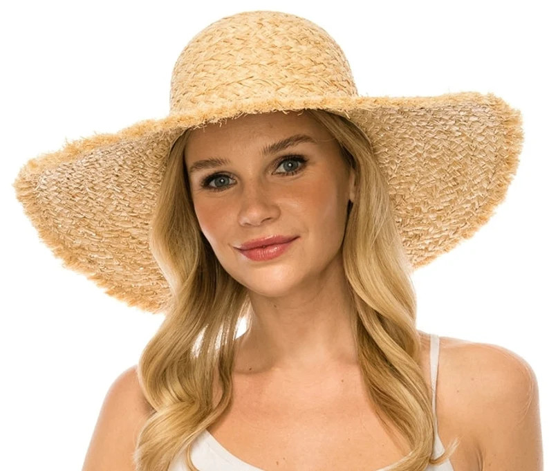 Handwoven, Natural Raffia Straw Floppy Sun Hat With Fringe Edge, Beach Hat, Travel Hat, Sun Hat, ... | Etsy (US)