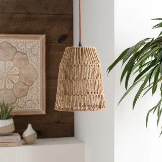 Minna Bohemian Rattan Cage 1-light Pendant - 9.5" x 8.5" x 8.5" | Bed Bath & Beyond