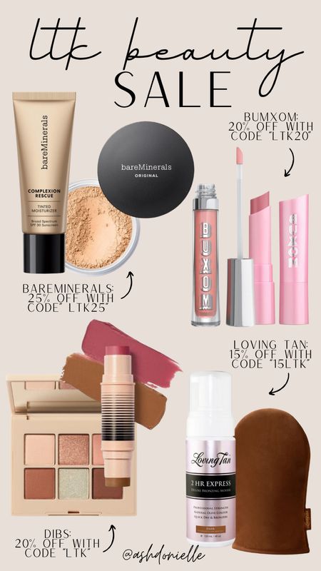 LTK IN APP BEAUTY SALE !! 

LTK beauty sale - beauty sales - trending makeup on sale - bestselling makeup on sale - dibs on sale - buxom on sale - loving tan on sale - bare minerals on sale 

#LTKSeasonal #LTKSaleAlert #LTKBeauty