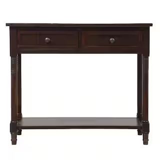 36 in. Espresso Standard Rectangle Wood Console Table with 2-Drawers | The Home Depot