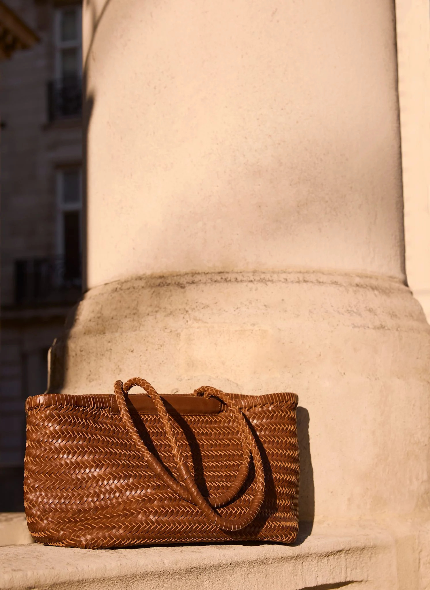Rae Tan Leather Woven Tote Bag | Mint Velvet