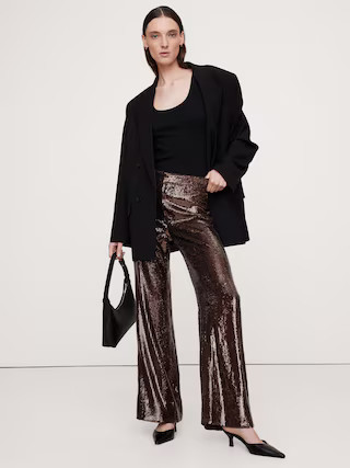 High-Rise Wide-Leg Sequin Pant | Banana Republic (US)