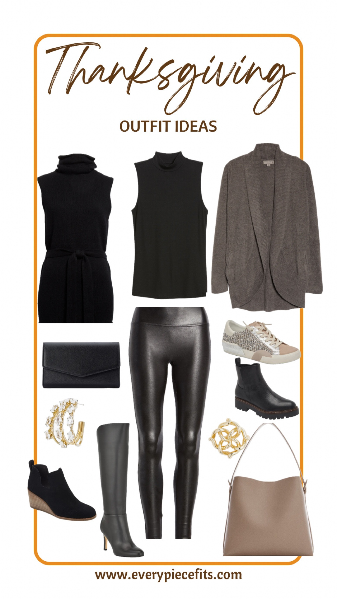 Fall neutrals are timeless neutrals. These Spanx faux leather leggings are my regular go to during the fall and winter seasons. Comfortable and easy to wear with multiple shoe styles, too!  The Barefoot Dreams shawl cardigan is a literal dream. It can be worn for work or around the house, dressed up or down and is long enough to cover your bum if you’re wearing leggings. 

#everypiecefits

#LTKSeasonal #LTKstyletip #LTKHoliday
