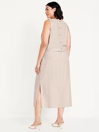 Mid-Rise Linen-Blend Midi Skirt | Old Navy (US)