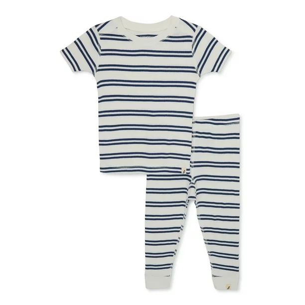 easy-peasy Toddler Unisex Organic Short Sleeve Top and Pants Pajama Set, 2-Piece, Sizes 12M-5T | Walmart (US)