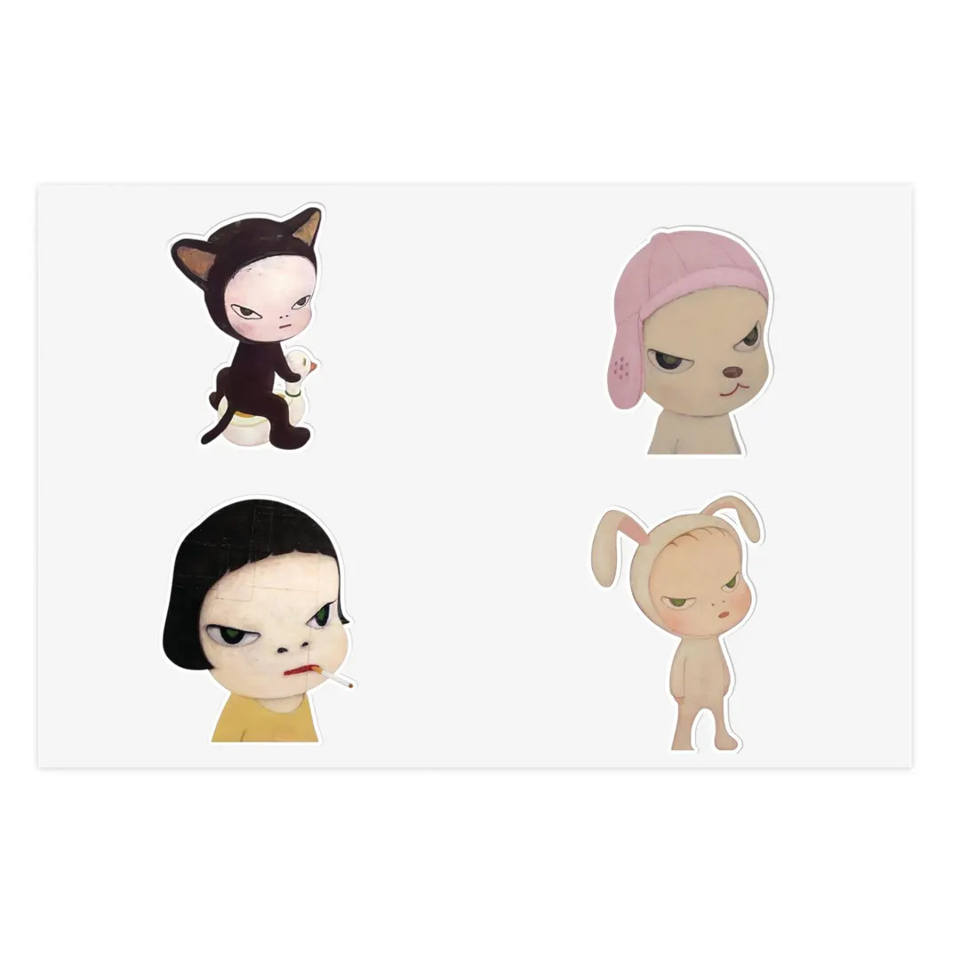 Cute Yoshitomo Nara inspired Sticker Sheets | Kawaii Character Stickers | Etsy (Global)