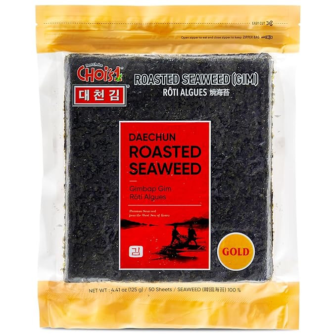 CHOI's 1(Daechun) Roasted Seaweed, Gim, Sushi Nori - (50 full sheets)- Gold Grade- Vegan, Keto, G... | Amazon (US)