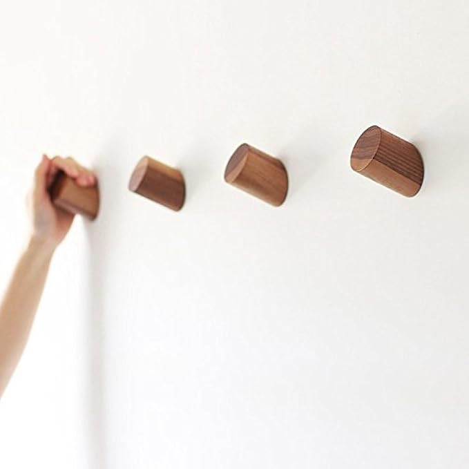 Felidio Natural Wooden Coat Hooks Wall Mounted Vintage Single Organizer Hangers, Handmade Craft Hat  | Amazon (US)