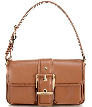 Michael Kors Colby Medium Leather Buckle Detail Shoulder Bag - Luggage | Dillard's