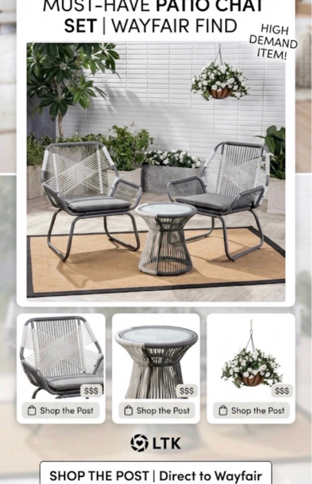 🚨 MUST-HAVE WAYFAIR DEAL ALERT! 🚨
The viral 3-piece patio chat set everyone has been hunting for is officially ranked #1, and it’s finally back in stock! ✨ If you’ve been looking to upgrade your balcony, porch, or patio without breaking the bank, this is your sign.
I am completely obsessed with the modern boho vibe of the woven rope detail and the sleek grey cushions. It’s the perfect cozy setup for morning coffee or evening wine. ☕️🍷 Plus, it’s compact enough for smaller spaces but doesn't skimp on comfort!
Quantities are super limited and this high-demand set will sell out fast again.
👇 HOW TO SHOP:
1️⃣ Click the link in my bio to shop my LTK storefront directly.
2️⃣ Tap the image to shop the exact chat set, side table, and matching outdoor decor!
Follow me on the @shop.ltk app for daily home finds, deals, and styling inspo!
#LTKhome #WayfairFinds #PatioDesign #OutdoorLiving #DealsAlert #HomeDecorInspo #CozyVibes #BalconyDecor #WayfairDeals

#LTKHome #LTKSaleAlert