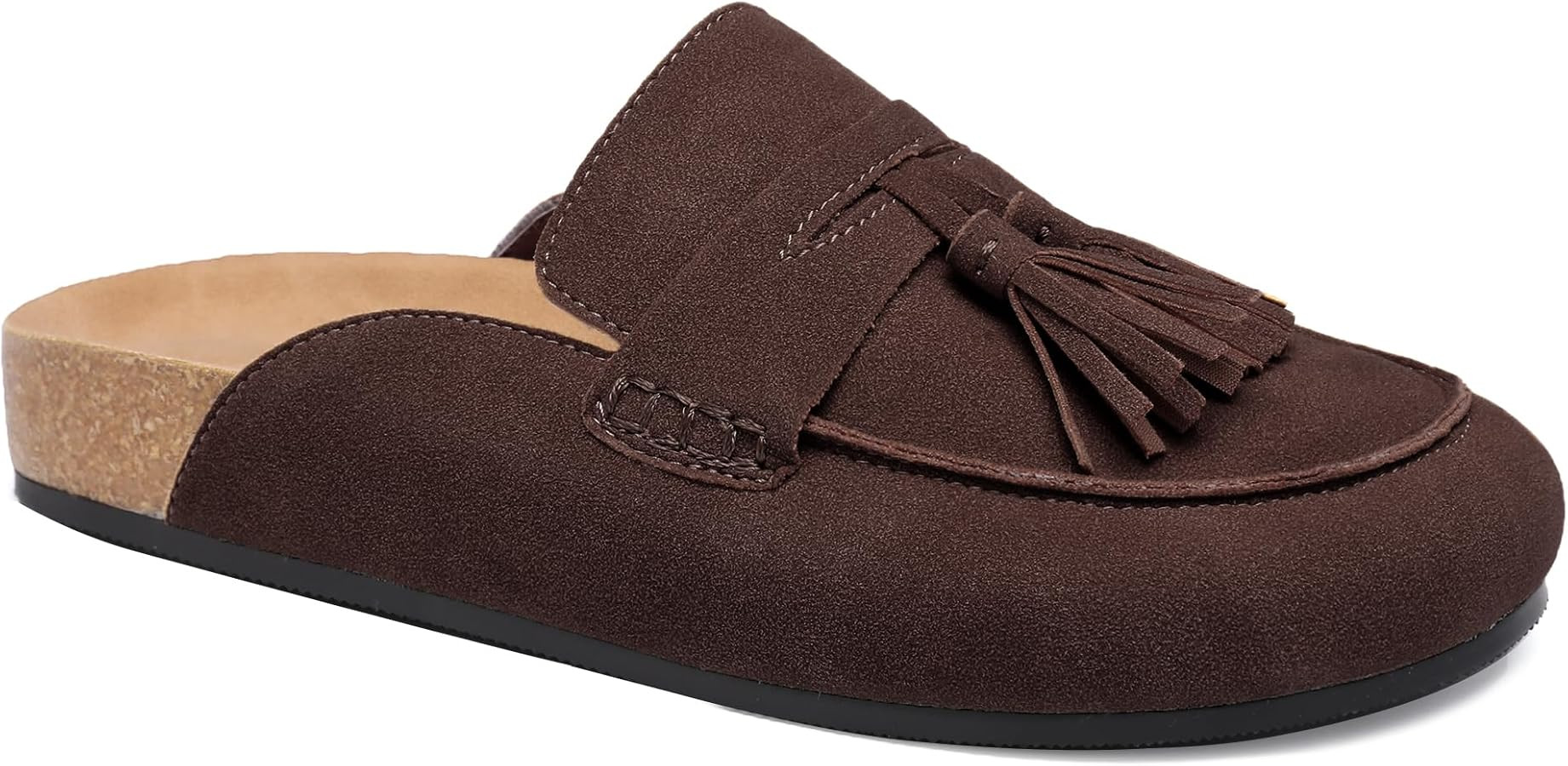Faux Suede Mules for Women Tassel Flat Loafers Comfort Clog Mules Slip on Round Toe Casual Boat S... | Amazon (US)