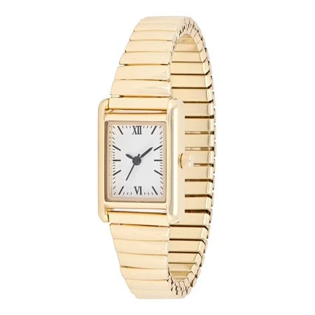 No Boundaries Adult Female Goldtone Tank Case Watch with Gold Link Bracelet. | Walmart (US)