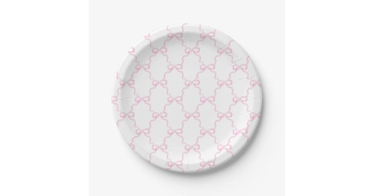 Grandmillennial Pink Bows Paper Plate | Zazzle | Zazzle