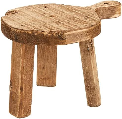 Creative Co-Op Round Wood Pedestal with Handle, Small, Brown | Amazon (US)