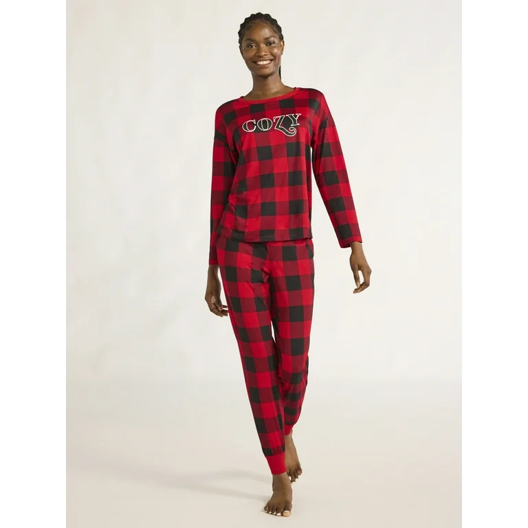 Joyspun Women’s Long Sleeve Tee and Jogger Pants Pajama Set, 2-Piece, Sizes S-3X | Walmart (US)