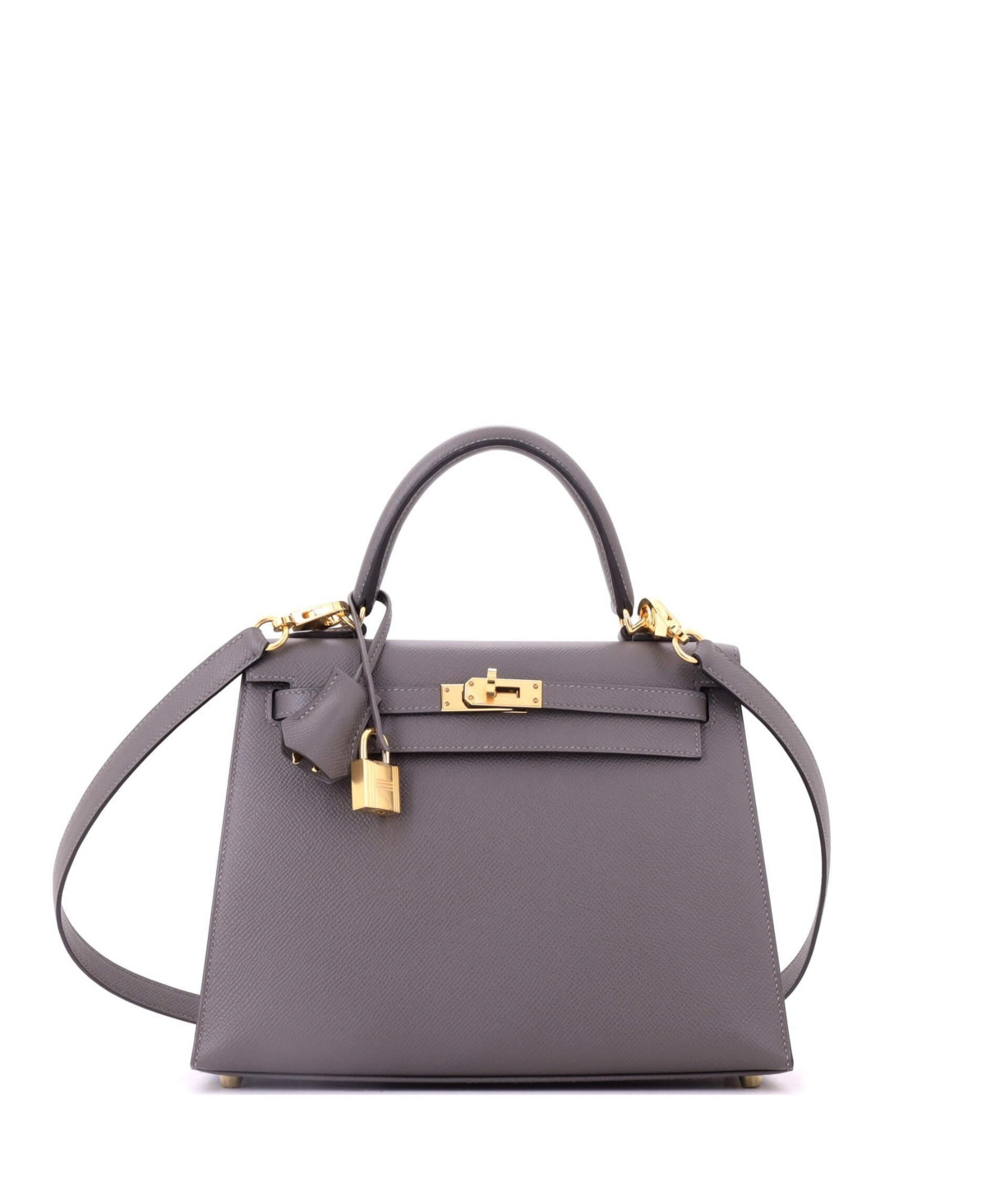Pre-Owned HERMES Kelly 25 Handbag Grey Epsom with Gold Hardware - Grey | Macy's