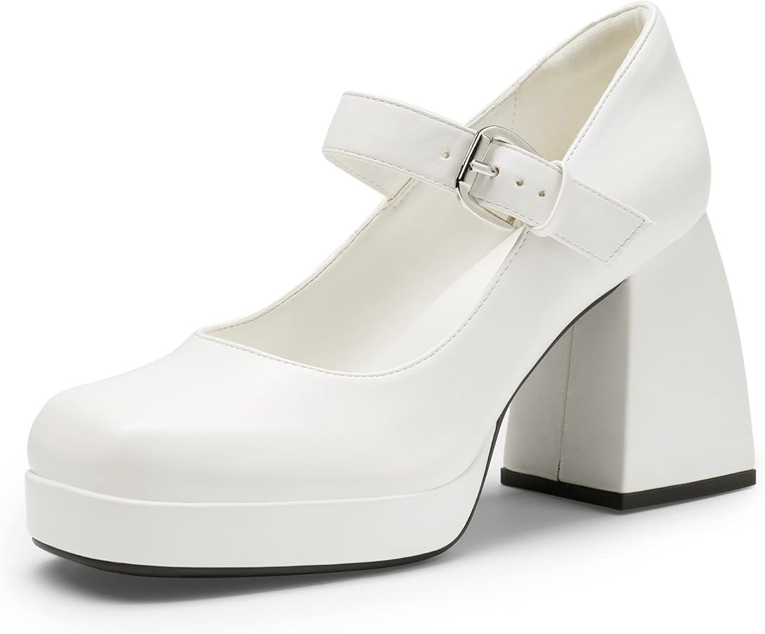 DREAM PAIRS Women's High Chunky Platform Closed Toe Mary Jane Block Heels Square Toe Strappy Dres... | Amazon (US)