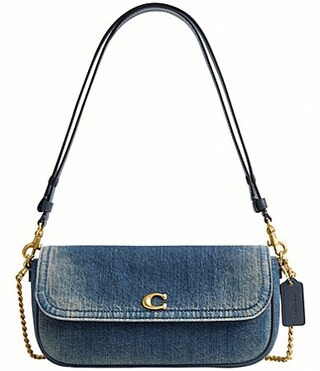 COACH Loved Denim Brook Flap Chain Shoulder Bag - Dark Indigo | Dillard's