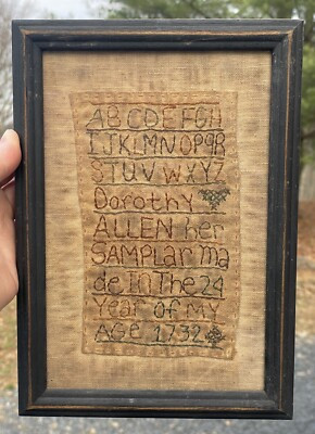 Vintage Reproduction Needlepoint Sampler Primitive Rustic Wall Art Decor Framed  | eBay | eBay US