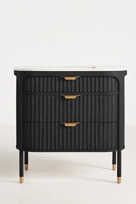 Isla Marble-Top Fluted Single Bathroom Vanity | Anthropologie (US)