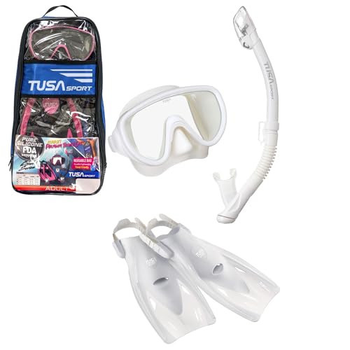 TUSA Sport Adult Serene Mask, Dry Snorkel, and Fins Travel Set, White/White, Medium | Amazon (US)