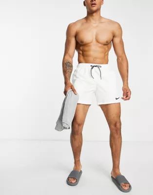 Nike Swimming 5 inch Volley logo taping shorts in white | ASOS (Global)