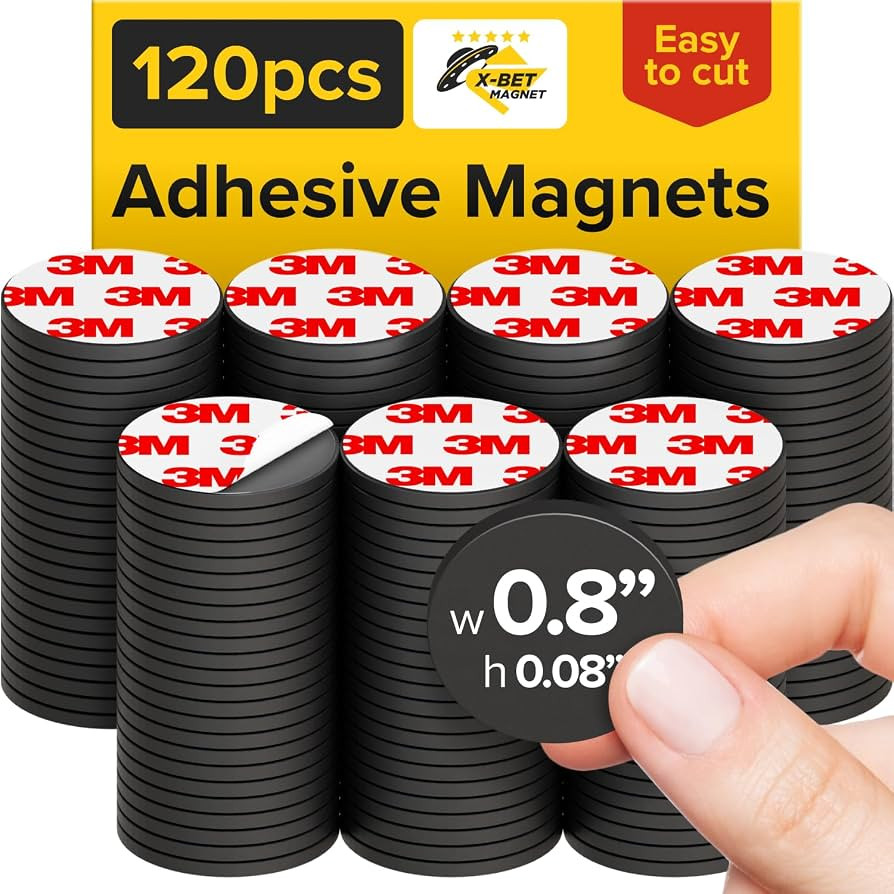 Hyper-Sticky Magnets with Adhesive Backing - 120pcs 0.8"x0.08" Strong Magnetic Dots for Whiteboar... | Amazon (US)