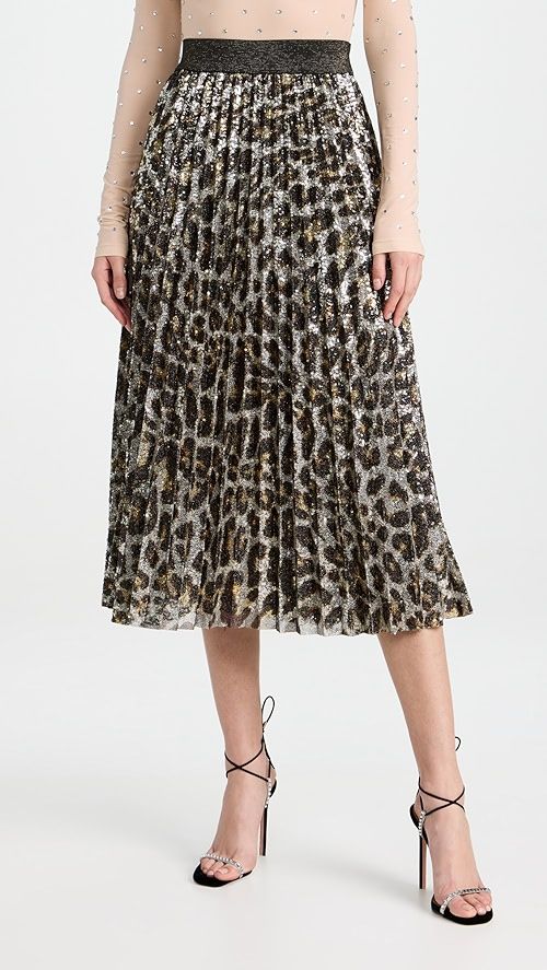 Le Superbe Purrrfect Leopard Sequin Pleated Skirt | SHOPBOP | Shopbop