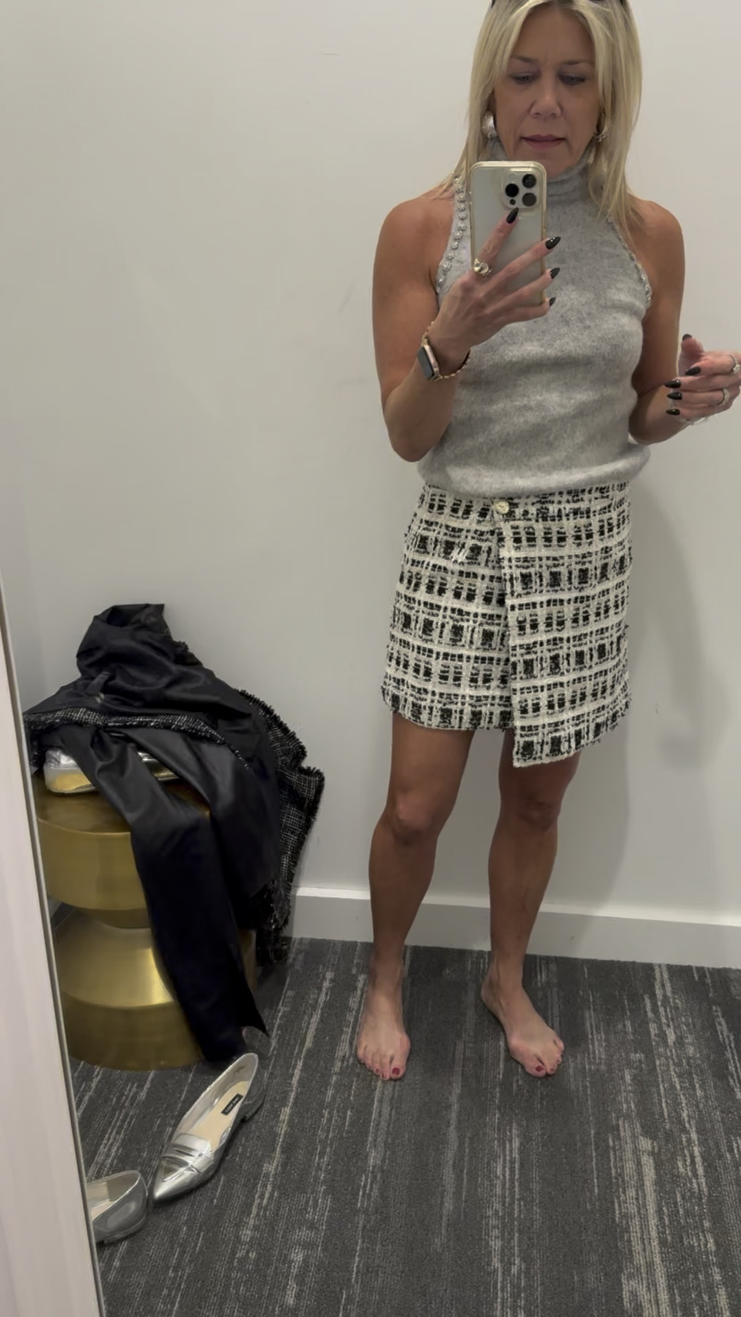 Holiday outfit ready in this ivory tweed skirt. Pair it with black tights, flats and a chunky knit sweater or a black bodysuit with tights and knee-high boots. This has a coordinating blast too to wear as a complete set or on its own.

#LTKHoliday #LTKOver40 #LTKGiftGuide