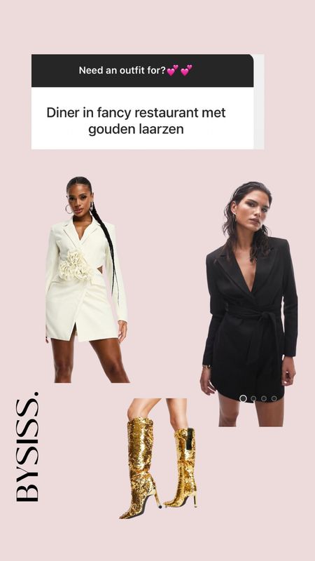 Dinner in a fancy restaurant how to style golden boots.. what to wear? We would wear the boots with a blazer dress ✨✨✨✨

Asos, sequin boots, golden boots, blazerdress, topshop, how to style 

#LTKparties #LTKSeasonal #LTKstyletip