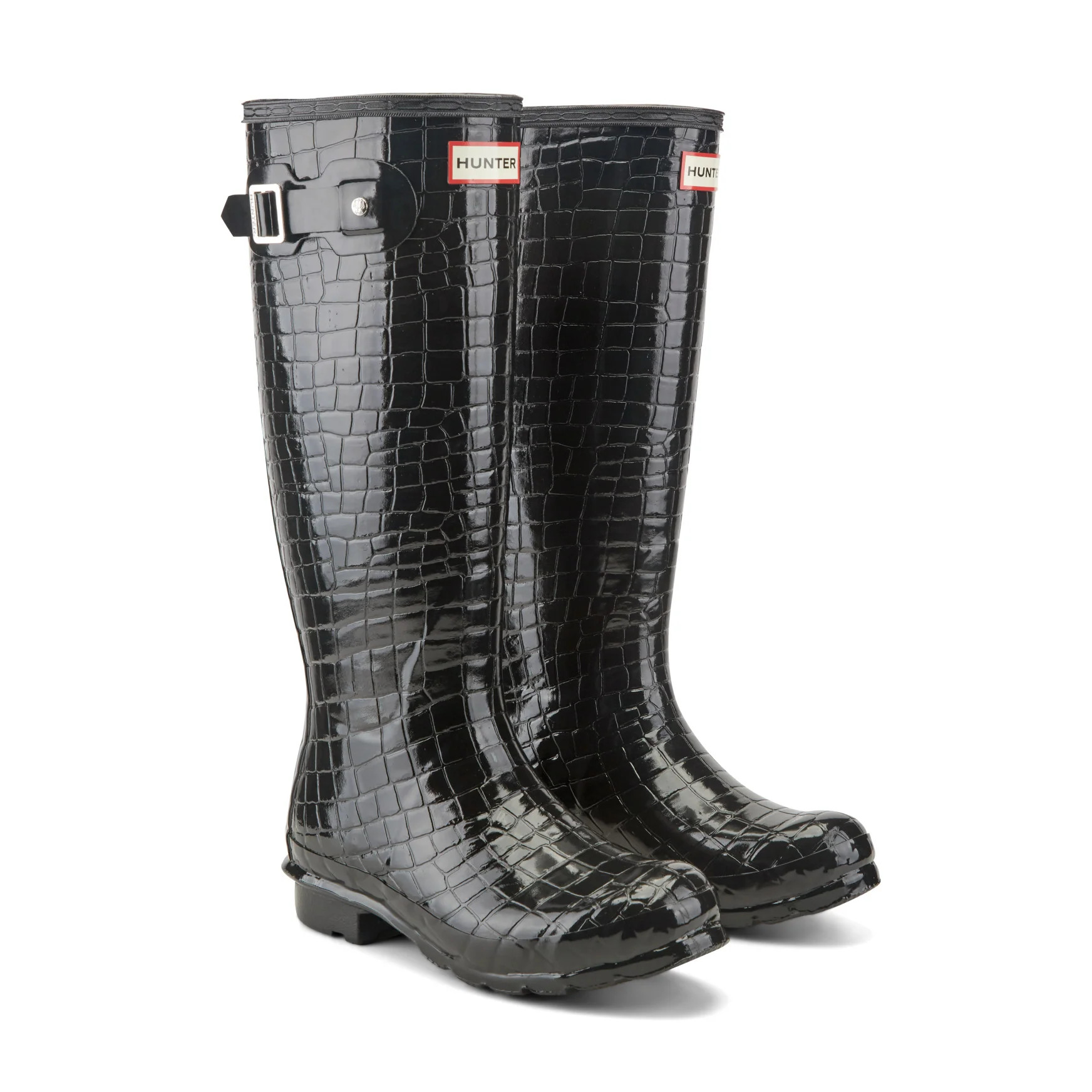 Women's Original Tall Gloss Rain Boots - Black Croco | Hunter Boots | Hunter Boots