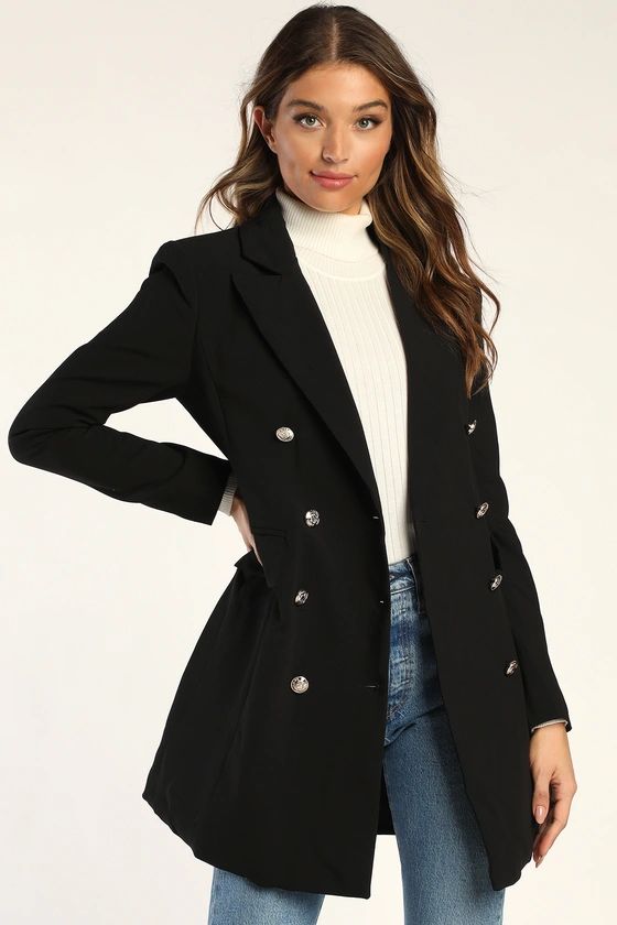 Captain's Blog Black Double-Breasted Coat | Lulus