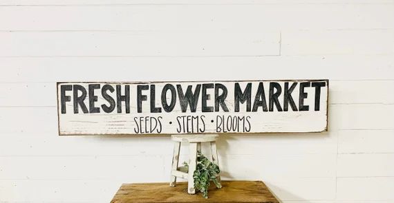 Fresh Flower Market Sign Primitive Sign Garden Decor Patio - Etsy | Etsy (US)