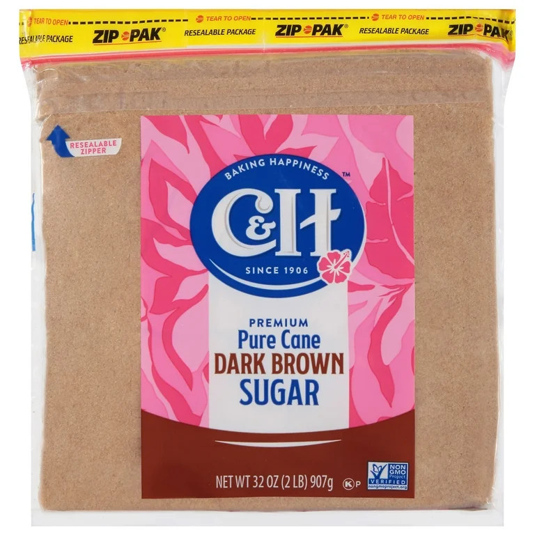 C&H Premium Pure Cane Dark Brown Sugar 2lb. Zipper-Pak | Walmart (US)