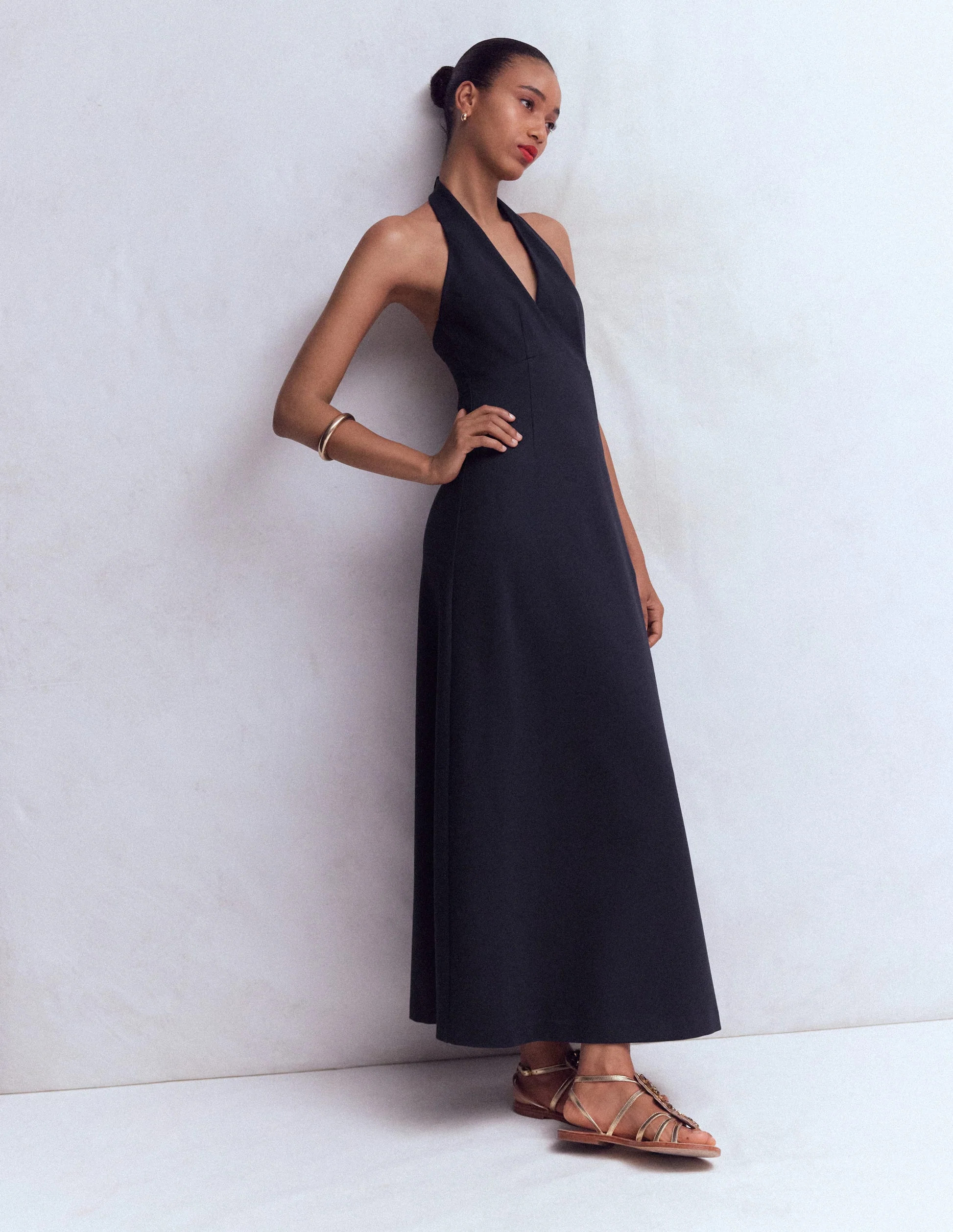 Halter Neck Jersey Maxi Dress-Red | Boden UK