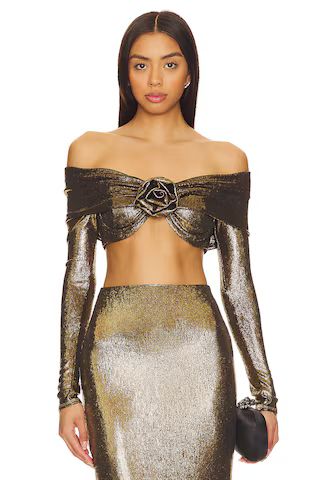 Camila Coelho Leandra Off Shoulder Top in Gold from Revolve.com | Revolve Clothing (Global)