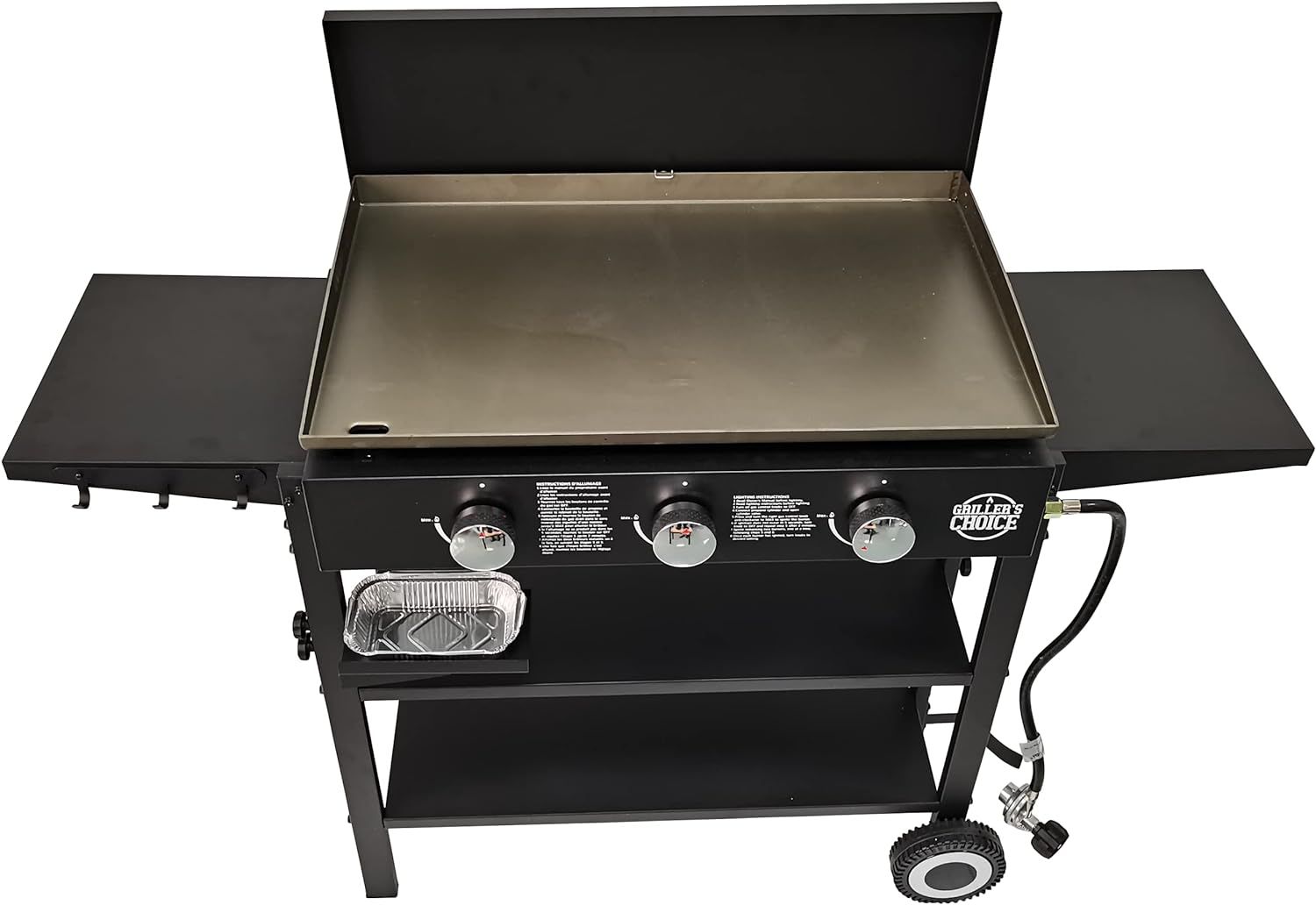 Griller's Choice Outdoor Griddle Grill Propane Gas Flat Top - Hood Included, 4 Shelves, Disposabl... | Amazon (US)