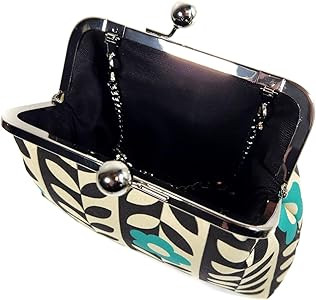 Mod Floral Kisslock Clutch, Turquoise and Black Retro Evening Bag, Novelty Purse, Gift for Women | Amazon (US)