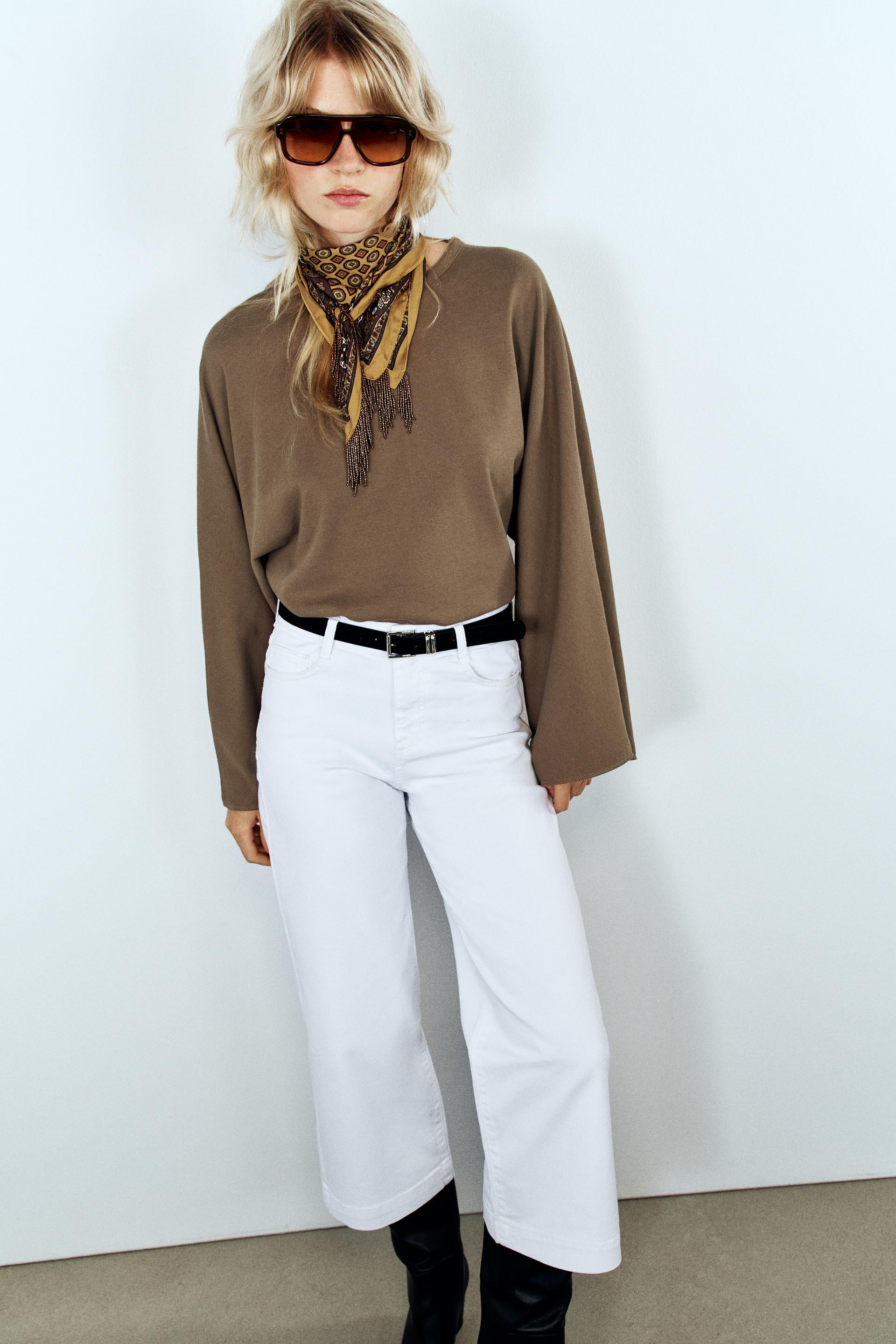 Zara - Z1975 High-Rise Culotte Jeans With Belt - Mid-Blue - 29 (Us 8) - Woman | Zara US
