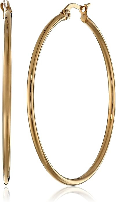 Amazon Essentials Plated Stainless Steel Rounded Tube Hoop Earrings | Amazon (US)